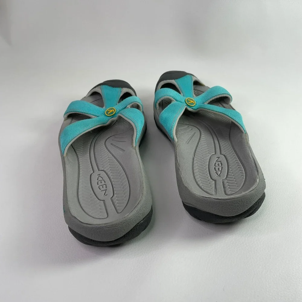 Keen Bali Teal Blue Grey Slide Sandals Womens 9.5 Lichen Water Toe Guard 1010987 - Picture 6 of 8